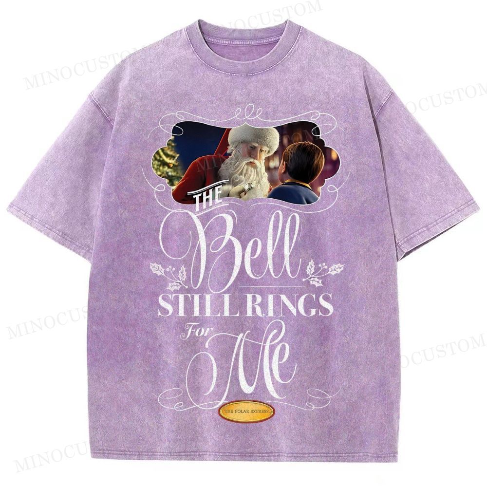 The Polar Express Christmas Fantasy "The Bell Still Rings" Retro Graphic Washed T-Shirt