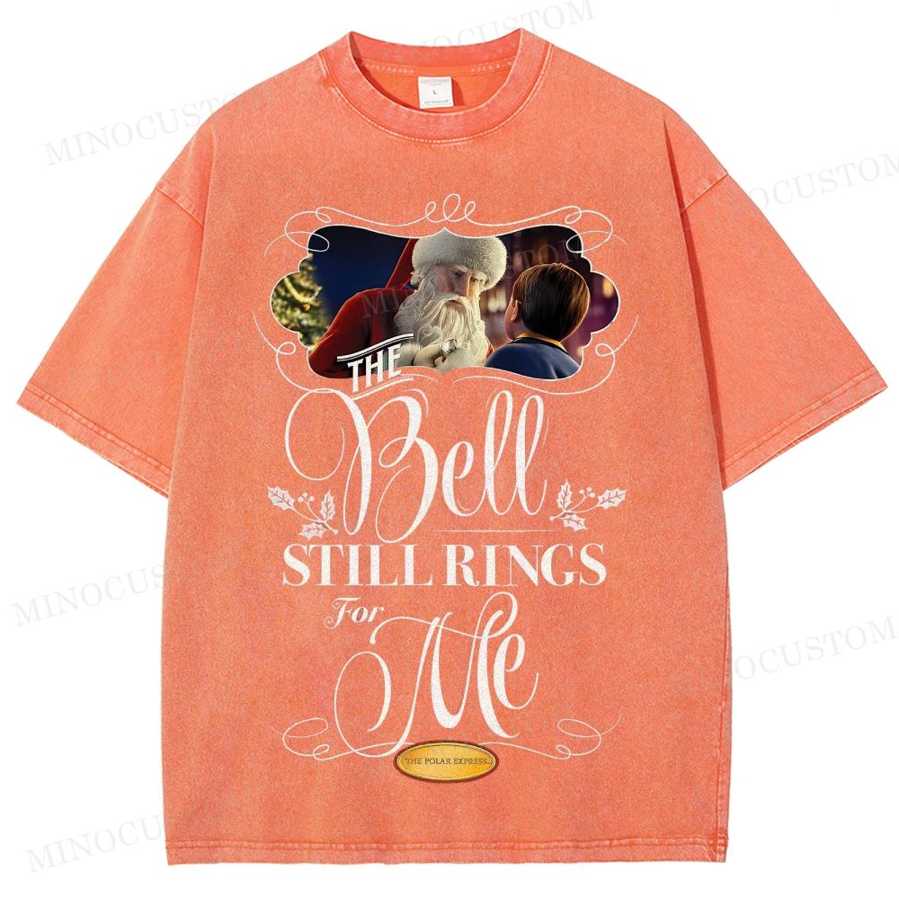 The Polar Express Christmas Fantasy "The Bell Still Rings" Retro Graphic Washed T-Shirt
