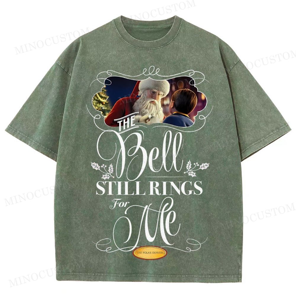 The Polar Express Christmas Fantasy "The Bell Still Rings" Retro Graphic Washed T-Shirt