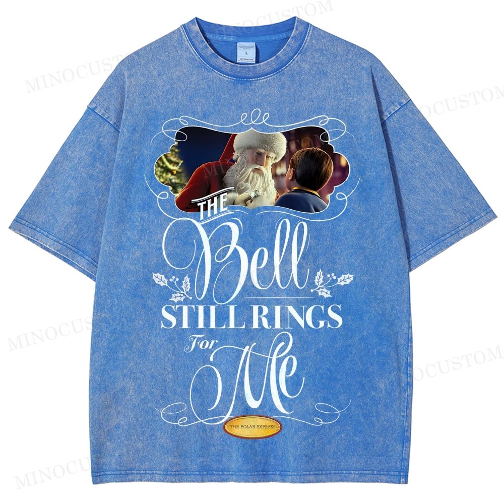 The Polar Express Christmas Fantasy "The Bell Still Rings" Retro Graphic Washed T-Shirt