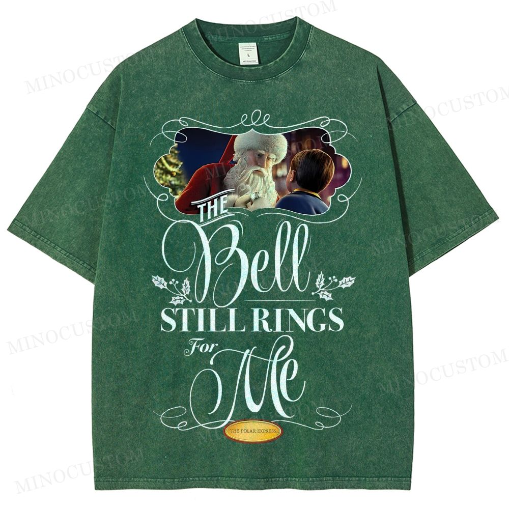 The Polar Express Christmas Fantasy "The Bell Still Rings" Retro Graphic Washed T-Shirt