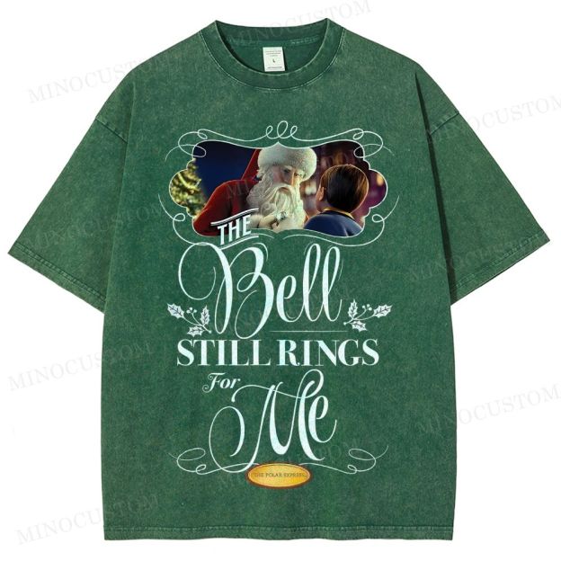 The Polar Express Christmas Fantasy "The Bell Still Rings" Retro Graphic Washed T-Shirt