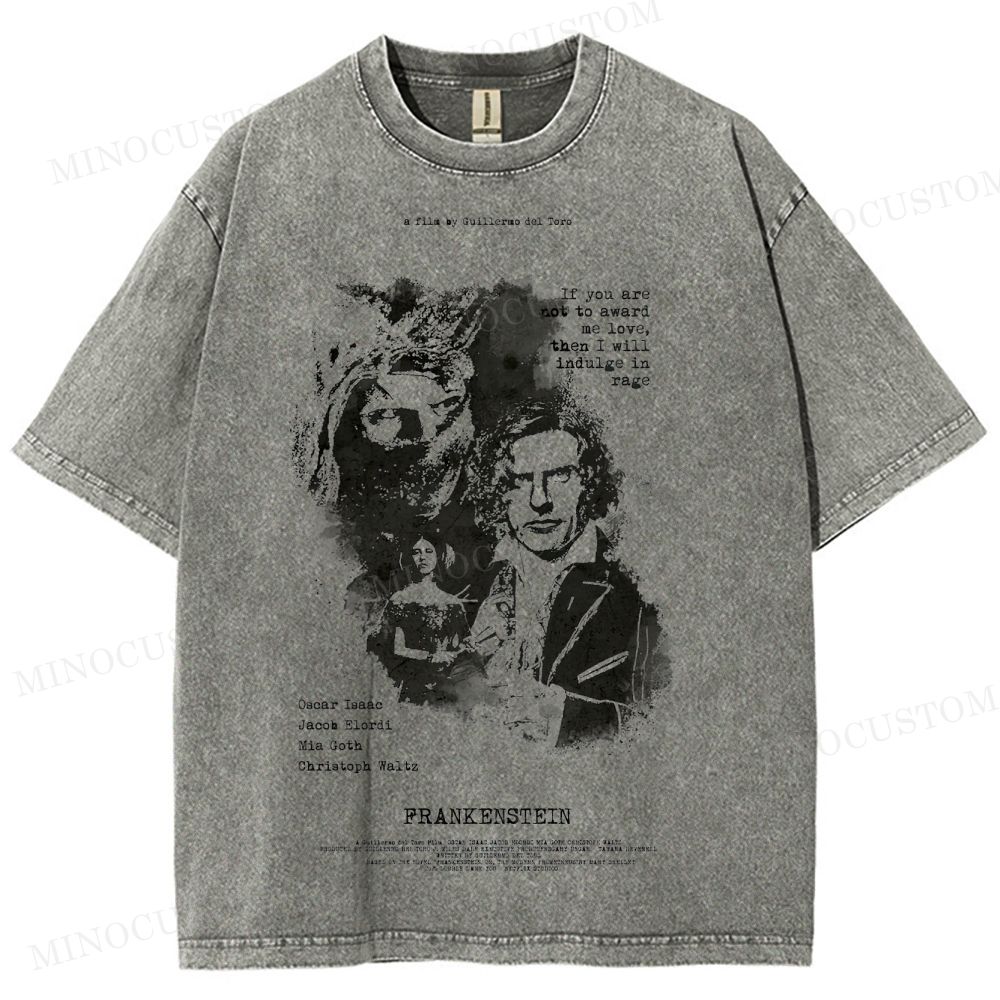 Frankenstein (Guillermo del Toro’s) Gothic Horror Retro Art Graphic  Washed T-Shirt