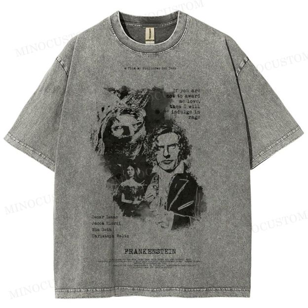 Frankenstein (Guillermo del Toro’s) Gothic Horror Retro Art Graphic  Washed T-Shirt