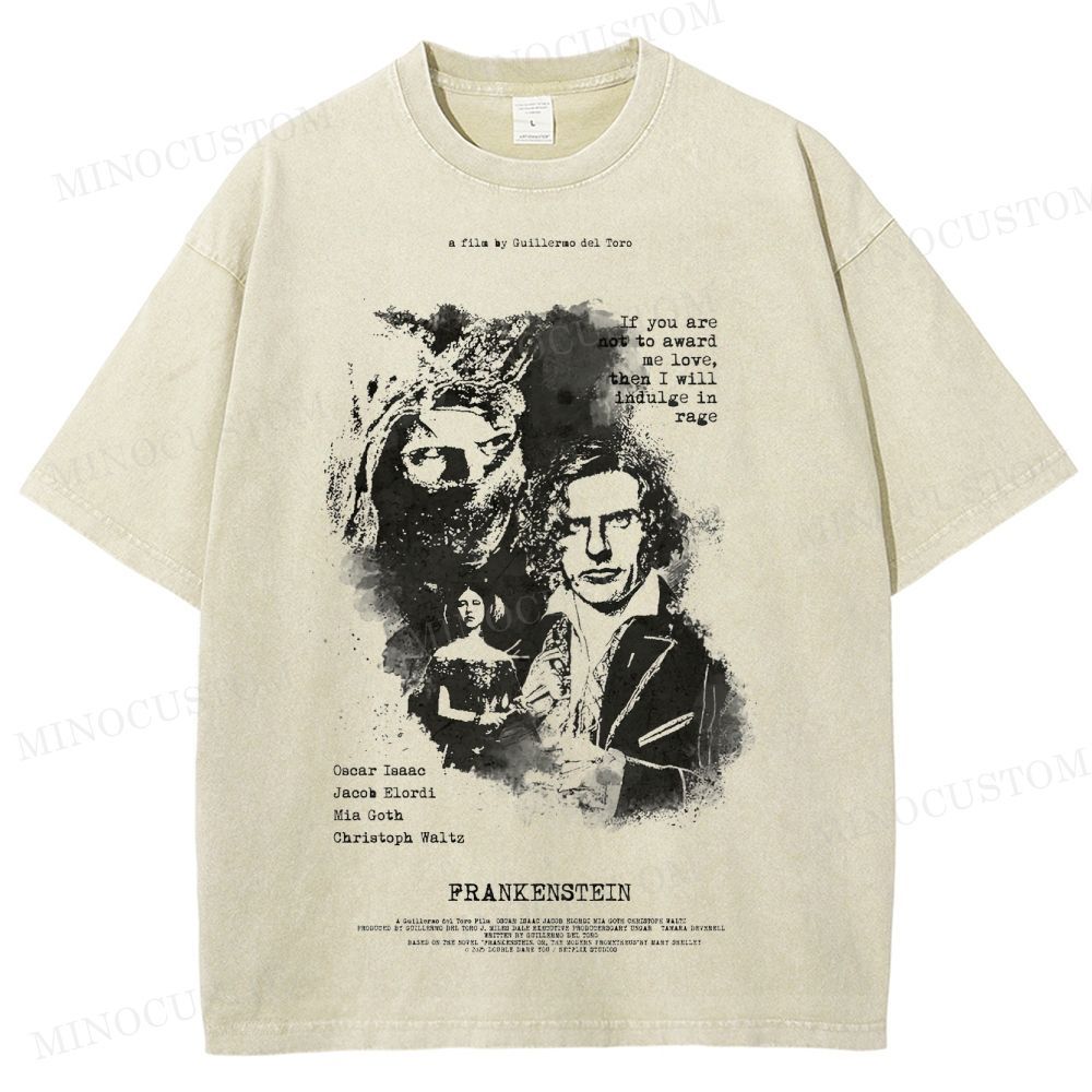 Frankenstein (Guillermo del Toro’s) Gothic Horror Retro Art Graphic  Washed T-Shirt