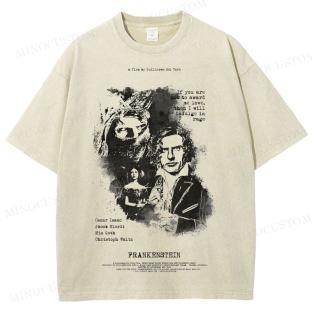 Frankenstein (Guillermo del Toro’s) Gothic Horror Retro Art Graphic  Washed T-Shirt
