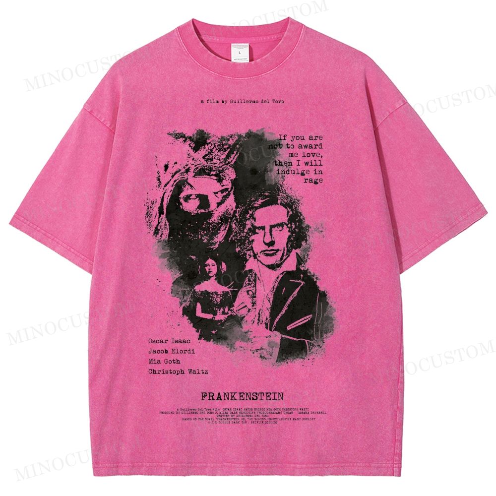 Frankenstein (Guillermo del Toro’s) Gothic Horror Retro Art Graphic  Washed T-Shirt