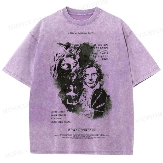 Frankenstein (Guillermo del Toro’s) Gothic Horror Retro Art Graphic  Washed T-Shirt