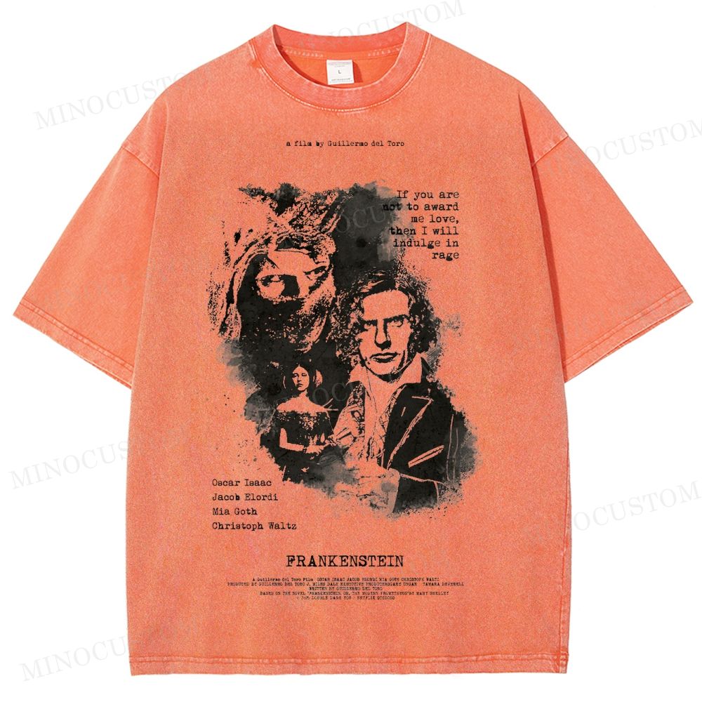 Frankenstein (Guillermo del Toro’s) Gothic Horror Retro Art Graphic  Washed T-Shirt