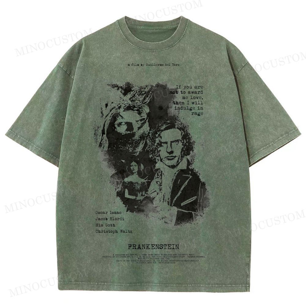 Frankenstein (Guillermo del Toro’s) Gothic Horror Retro Art Graphic  Washed T-Shirt