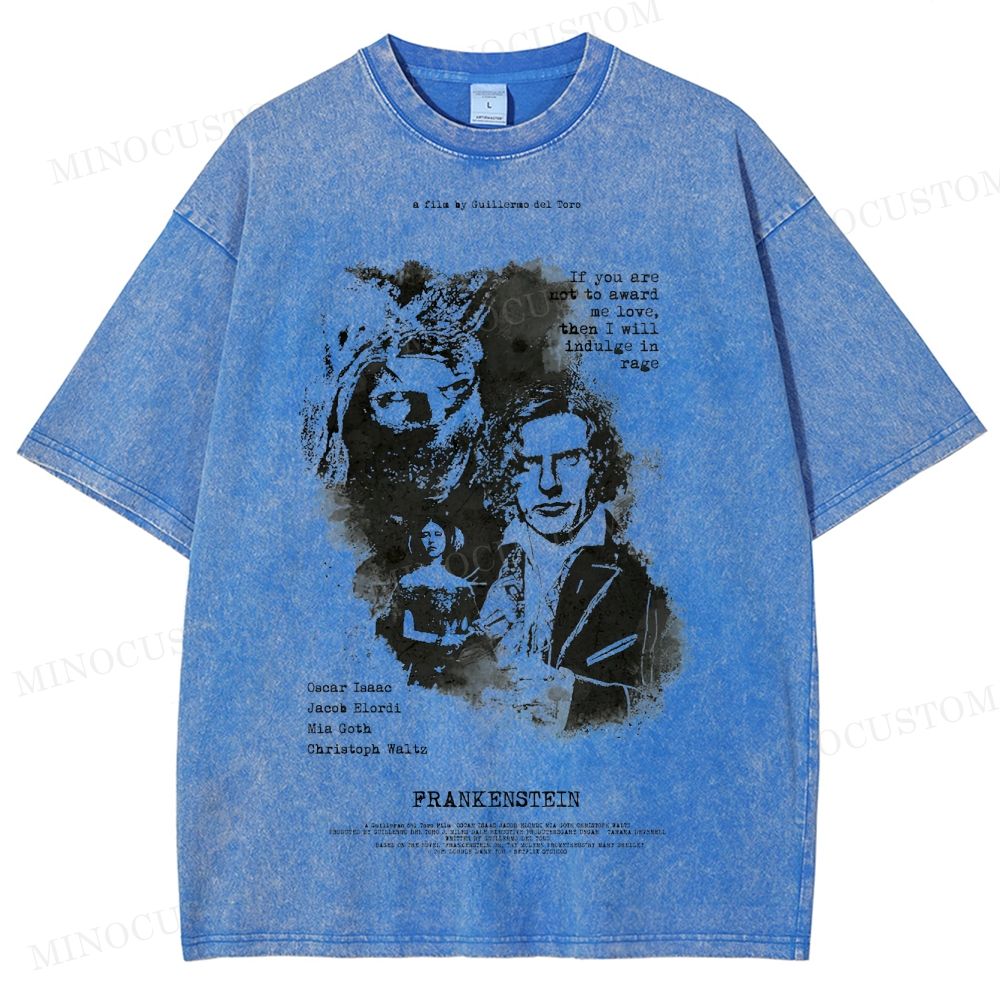 Frankenstein (Guillermo del Toro’s) Gothic Horror Retro Art Graphic  Washed T-Shirt