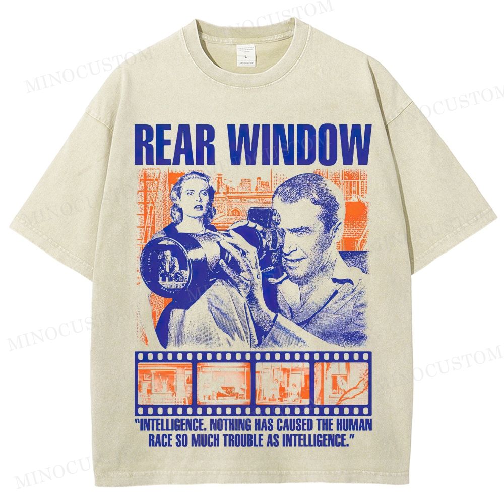 Rear Window Thriller Mystery Retro Poster Graphic Washed T-Shirt