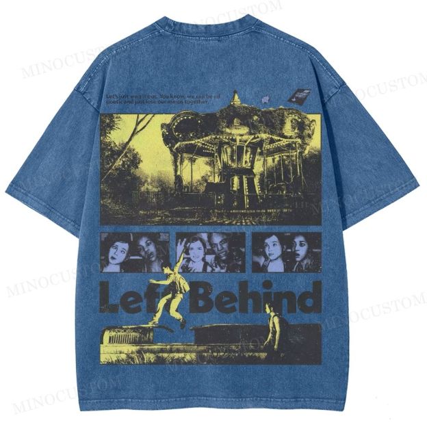 Left Behind Sci-Fi Thriller Retro Collage Graphic Washed T-Shirt 