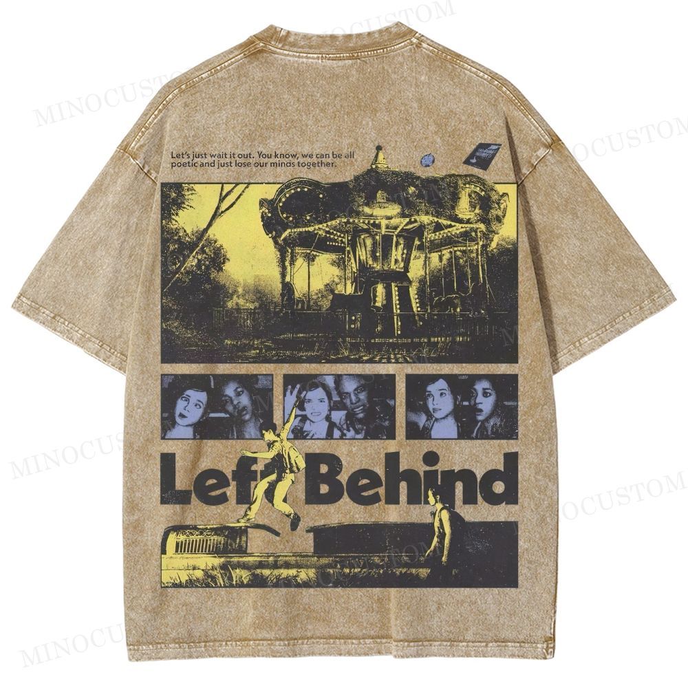 Left Behind Sci-Fi Thriller Retro Collage Graphic Washed T-Shirt 