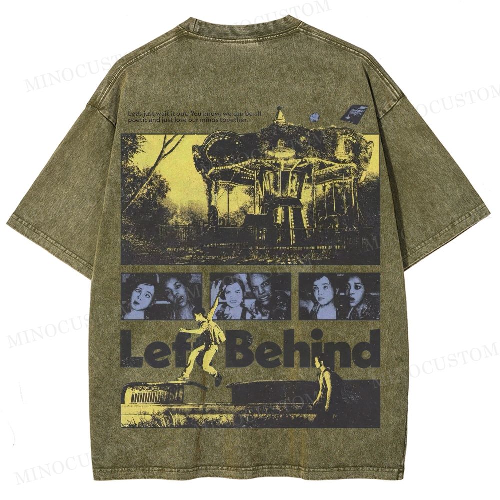 Left Behind Sci-Fi Thriller Retro Collage Graphic Washed T-Shirt 