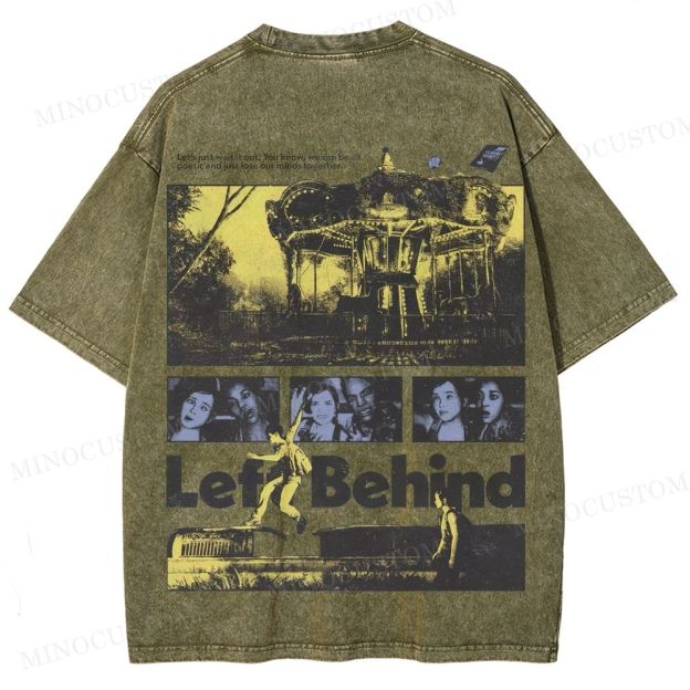 Left Behind Sci-Fi Thriller Retro Collage Graphic Washed T-Shirt 