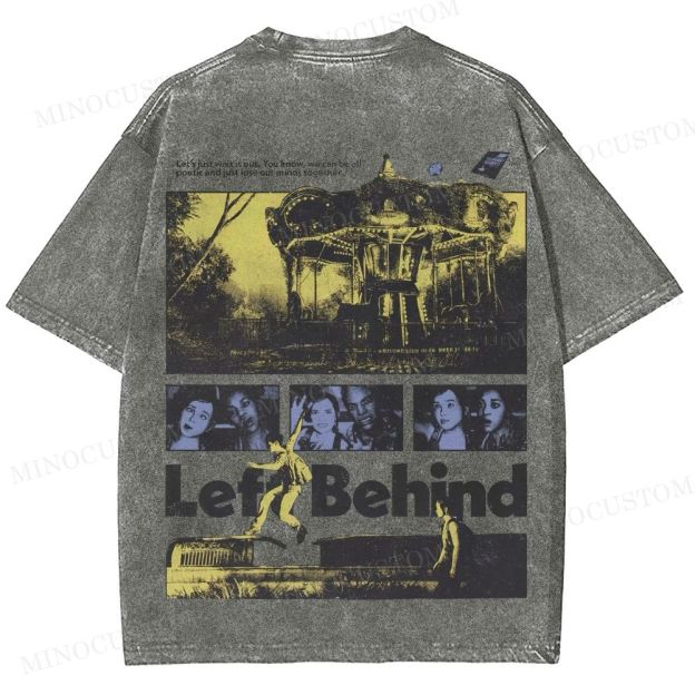 Left Behind Sci-Fi Thriller Retro Collage Graphic Washed T-Shirt 