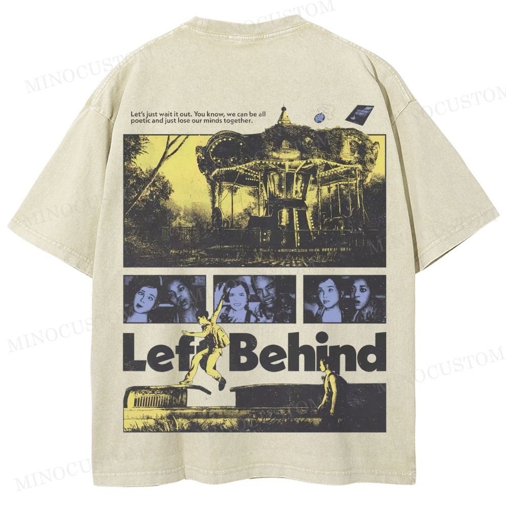 Left Behind Sci-Fi Thriller Retro Collage Graphic Washed T-Shirt 