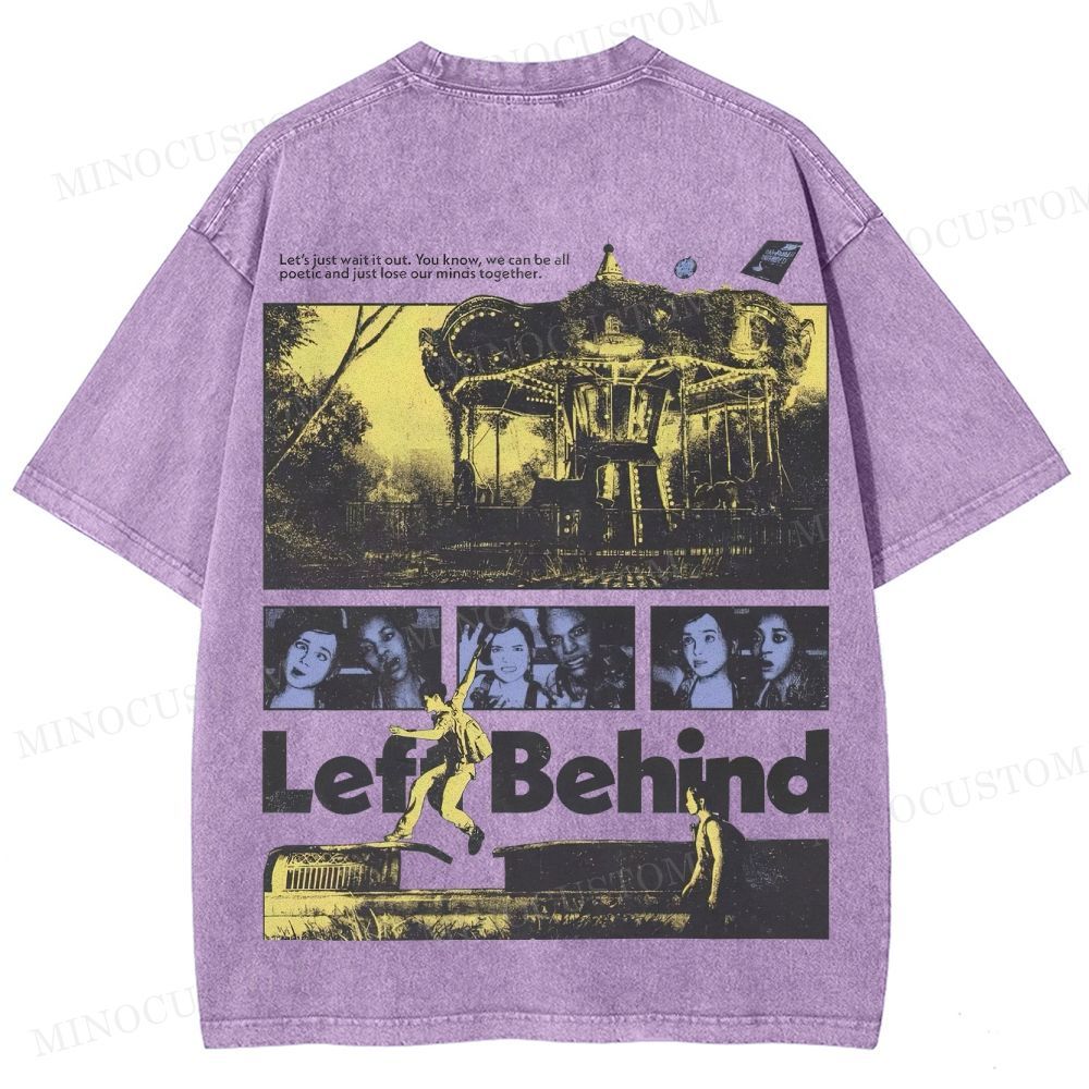 Left Behind Sci-Fi Thriller Retro Collage Graphic Washed T-Shirt 
