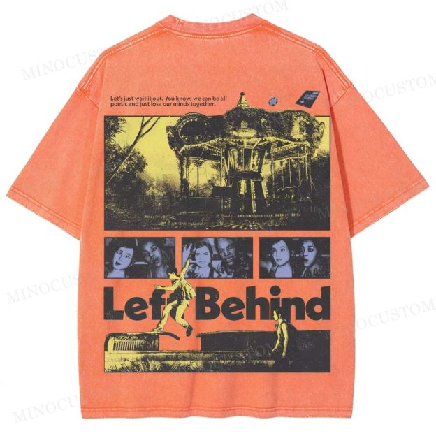 Left Behind Sci-Fi Thriller Retro Collage Graphic Washed T-Shirt 