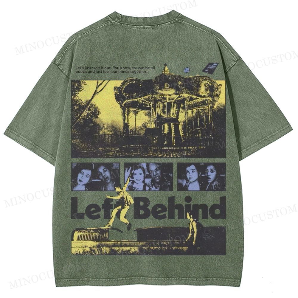 Left Behind Sci-Fi Thriller Retro Collage Graphic Washed T-Shirt 