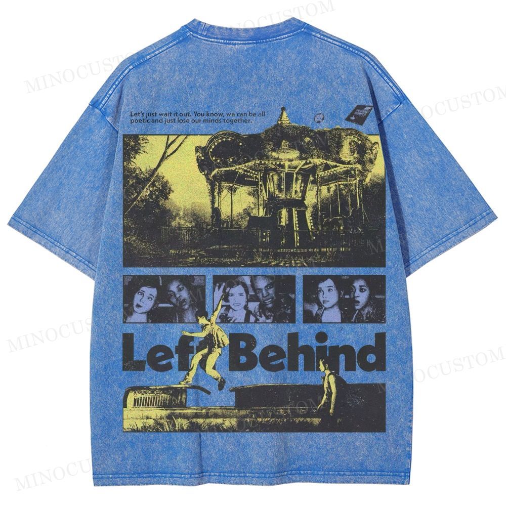 Left Behind Sci-Fi Thriller Retro Collage Graphic Washed T-Shirt 