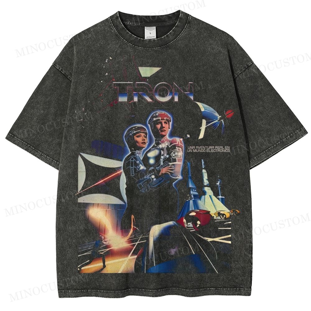 TRON Sci-Fi Adventure Retro Poster Graphic Washed T-Shirt 