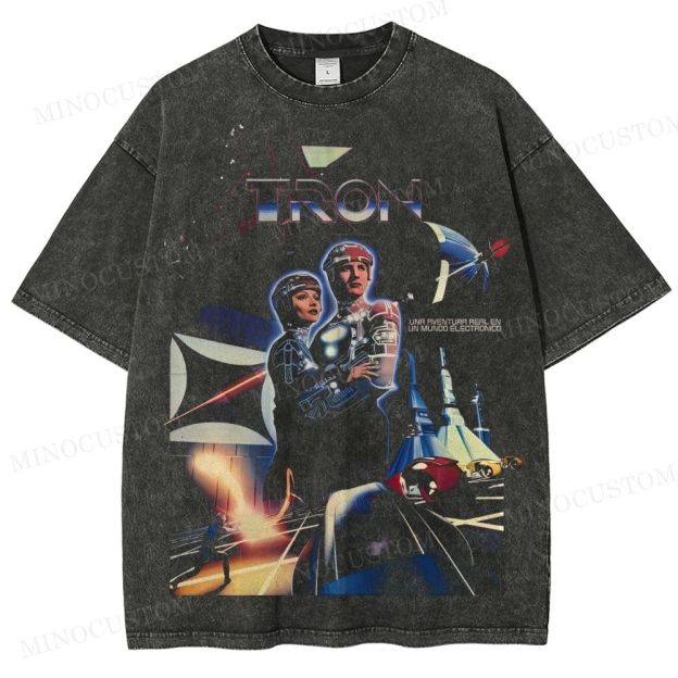 TRON Sci-Fi Adventure Retro Poster Graphic Washed T-Shirt 
