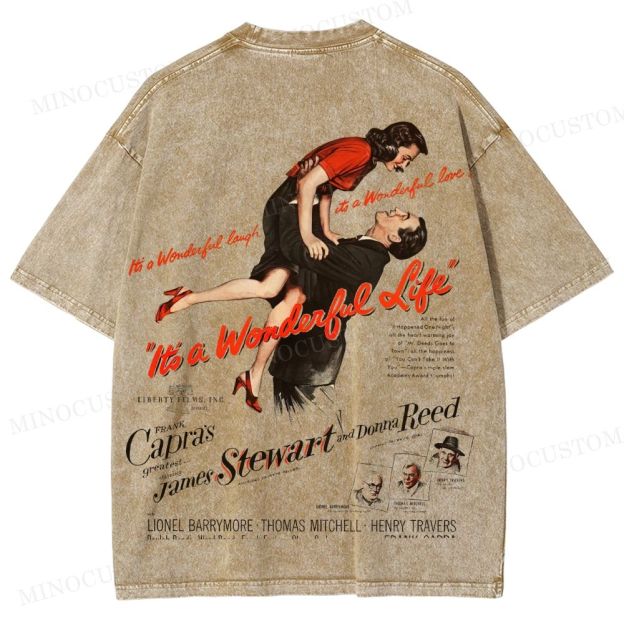 It’s a Wonderful Life Holiday Drama Retro Poster Graphic Washed T-Shirt