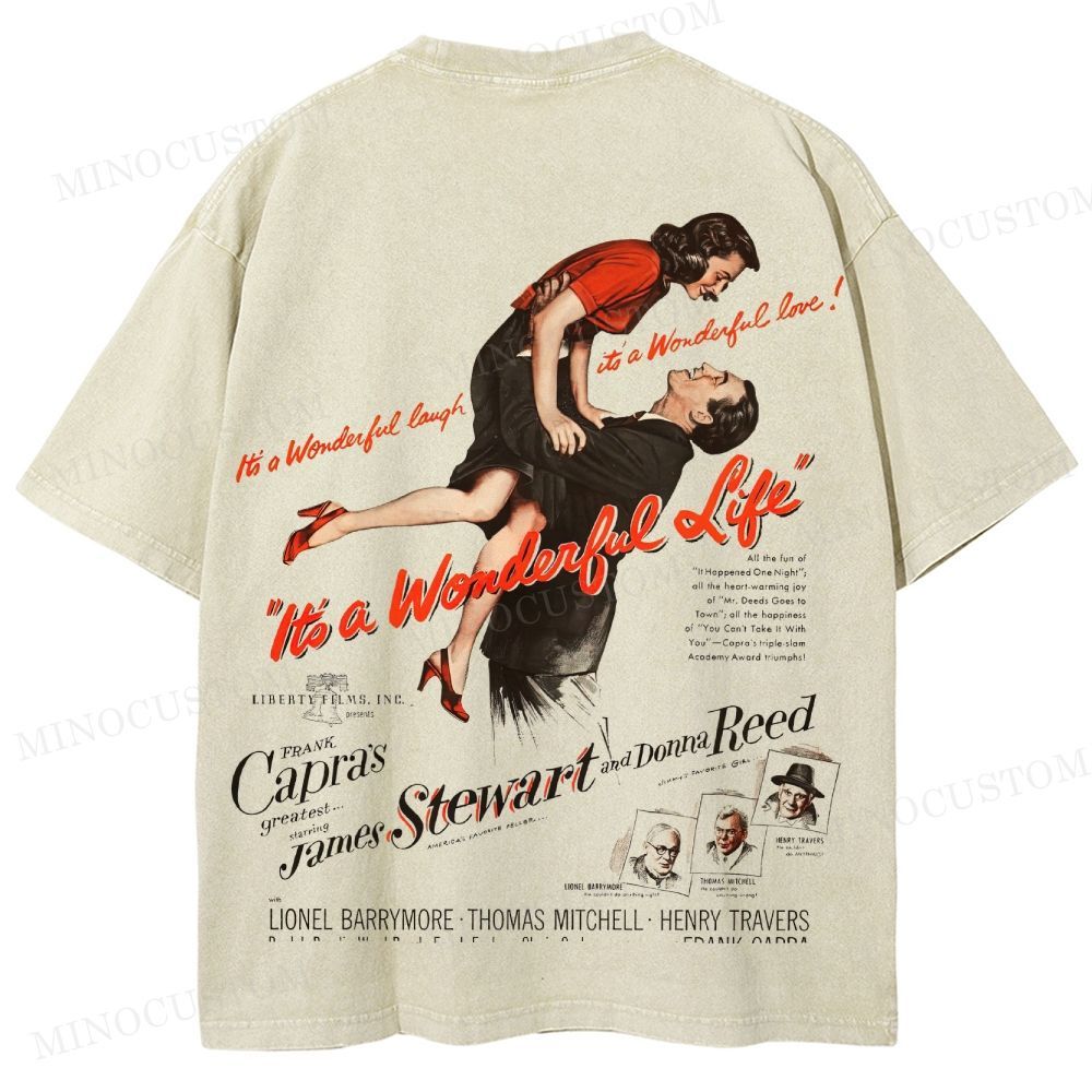 It’s a Wonderful Life Holiday Drama Retro Poster Graphic Washed T-Shirt