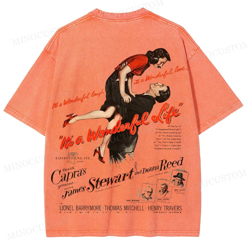 It’s a Wonderful Life Holiday Drama Retro Poster Graphic Washed T-Shirt