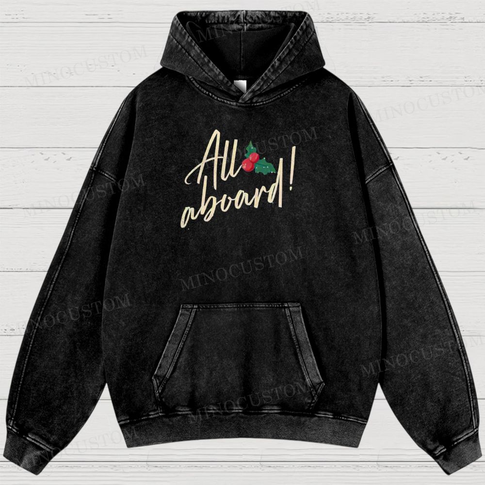 The Polar Express Christmas Fantasy "All Aboard" Retro Graphic Washed Hoodies 