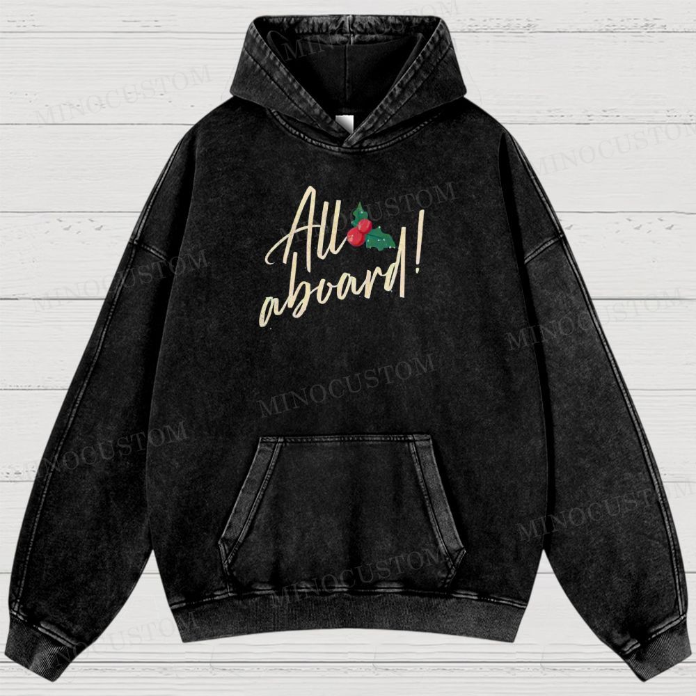 The Polar Express Christmas Fantasy "All Aboard" Retro Graphic Washed Hoodies 