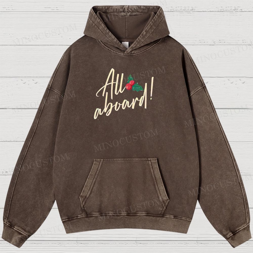 The Polar Express Christmas Fantasy "All Aboard" Retro Graphic Washed Hoodies 