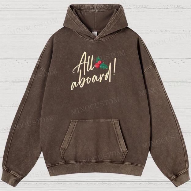 The Polar Express Christmas Fantasy "All Aboard" Retro Graphic Washed Hoodies 