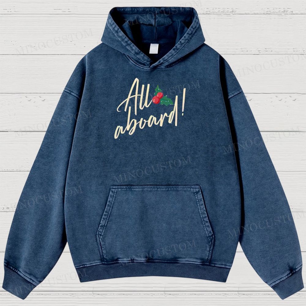 The Polar Express Christmas Fantasy "All Aboard" Retro Graphic Washed Hoodies 