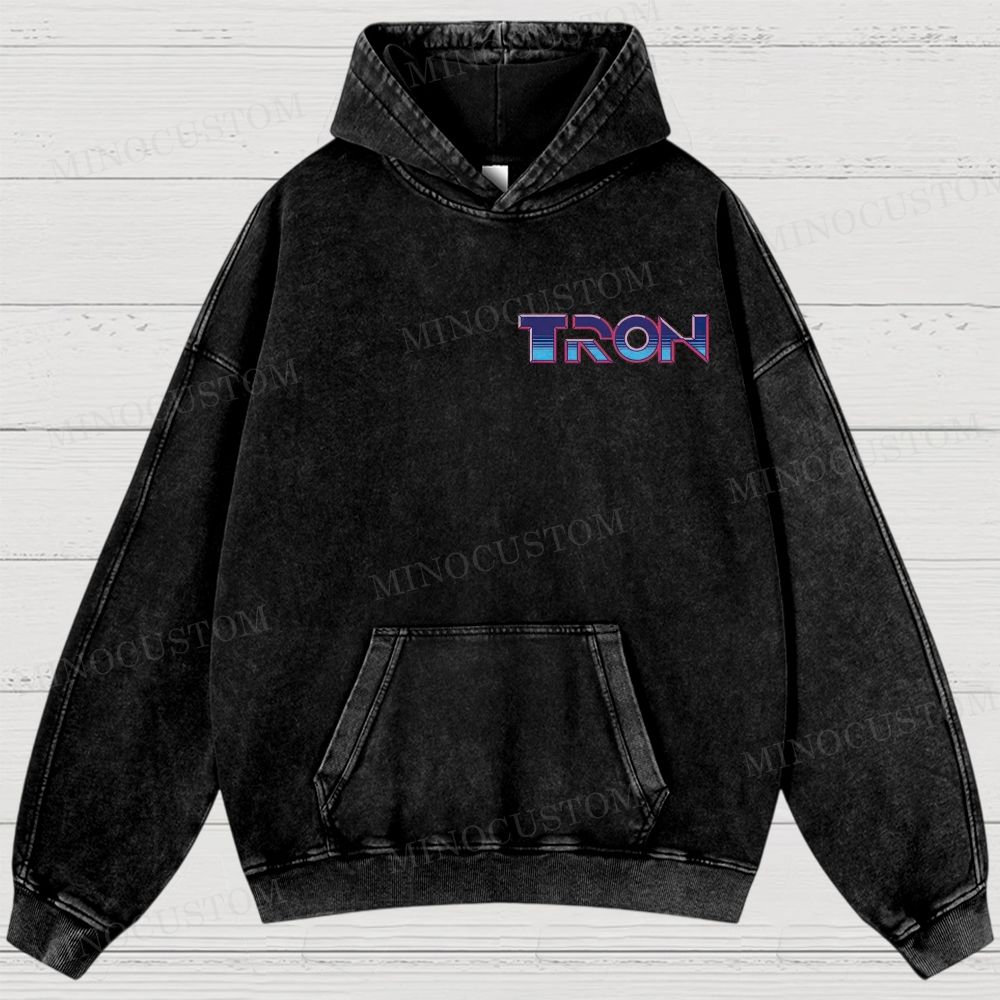 TRON Sci-Fi Adventure Retro Poster Graphic Washed Hoodies