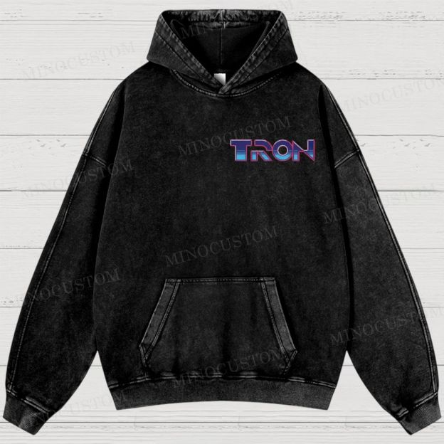 TRON Sci-Fi Adventure Retro Poster Graphic Washed Hoodies