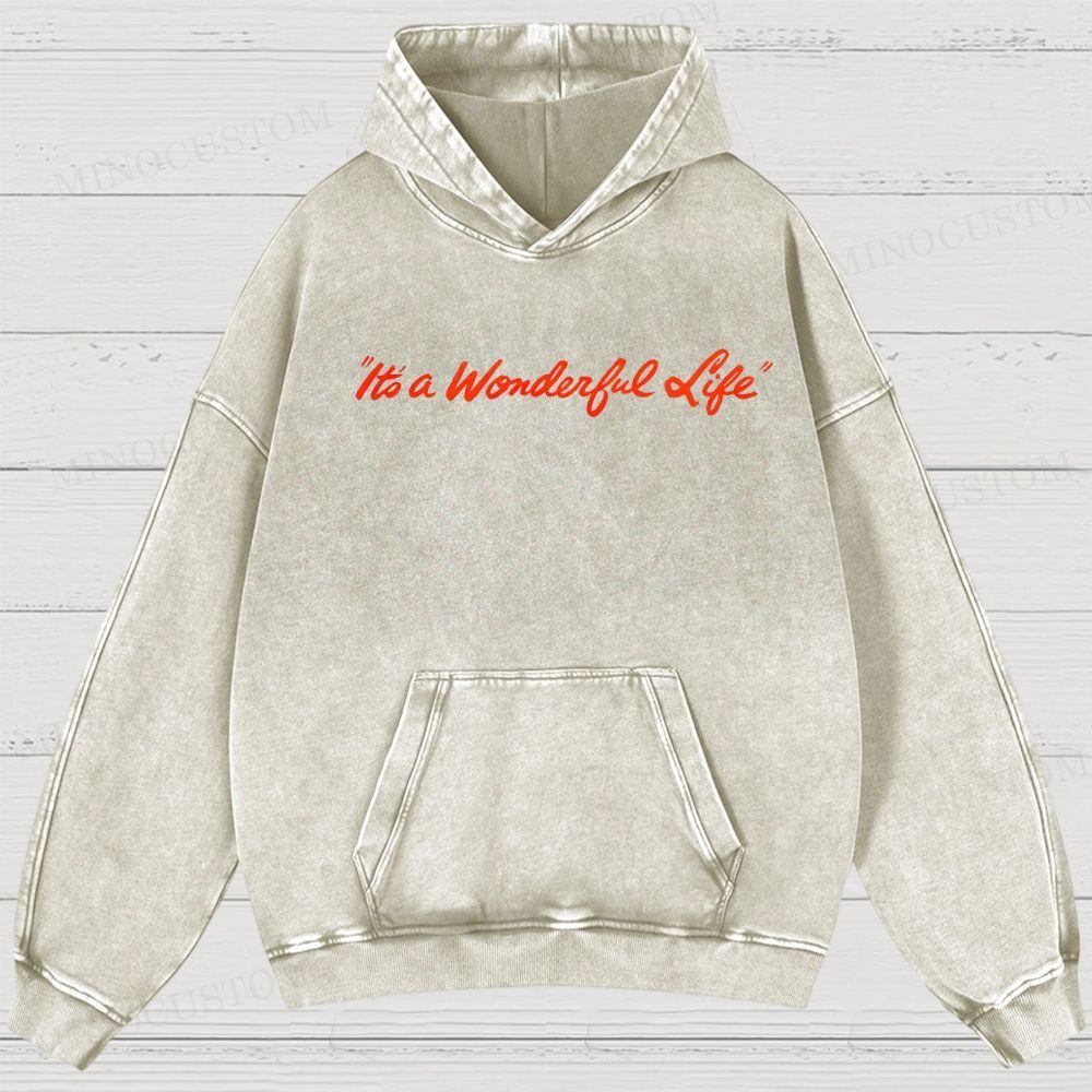 It’s a Wonderful Life Holiday Drama Retro Poster Graphic Washed Hoodies 
