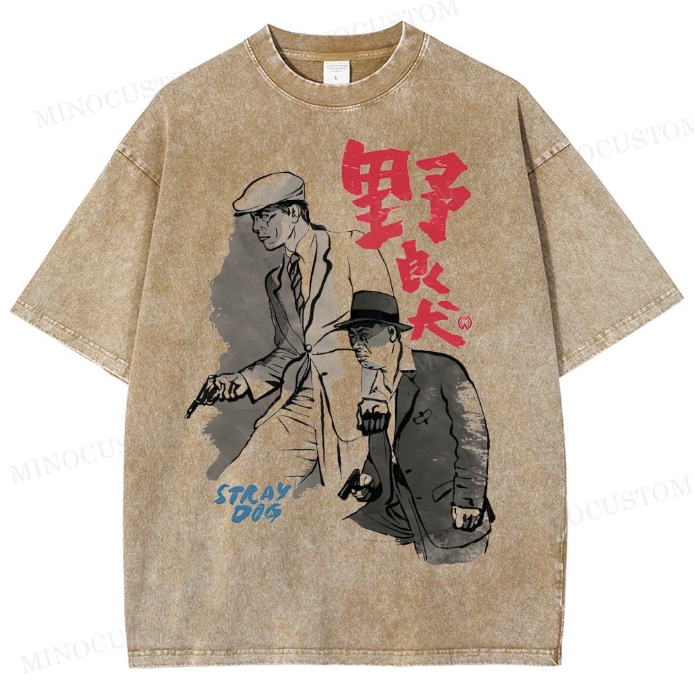 Stray Dog Japanese Crime Washed T-Shirt 