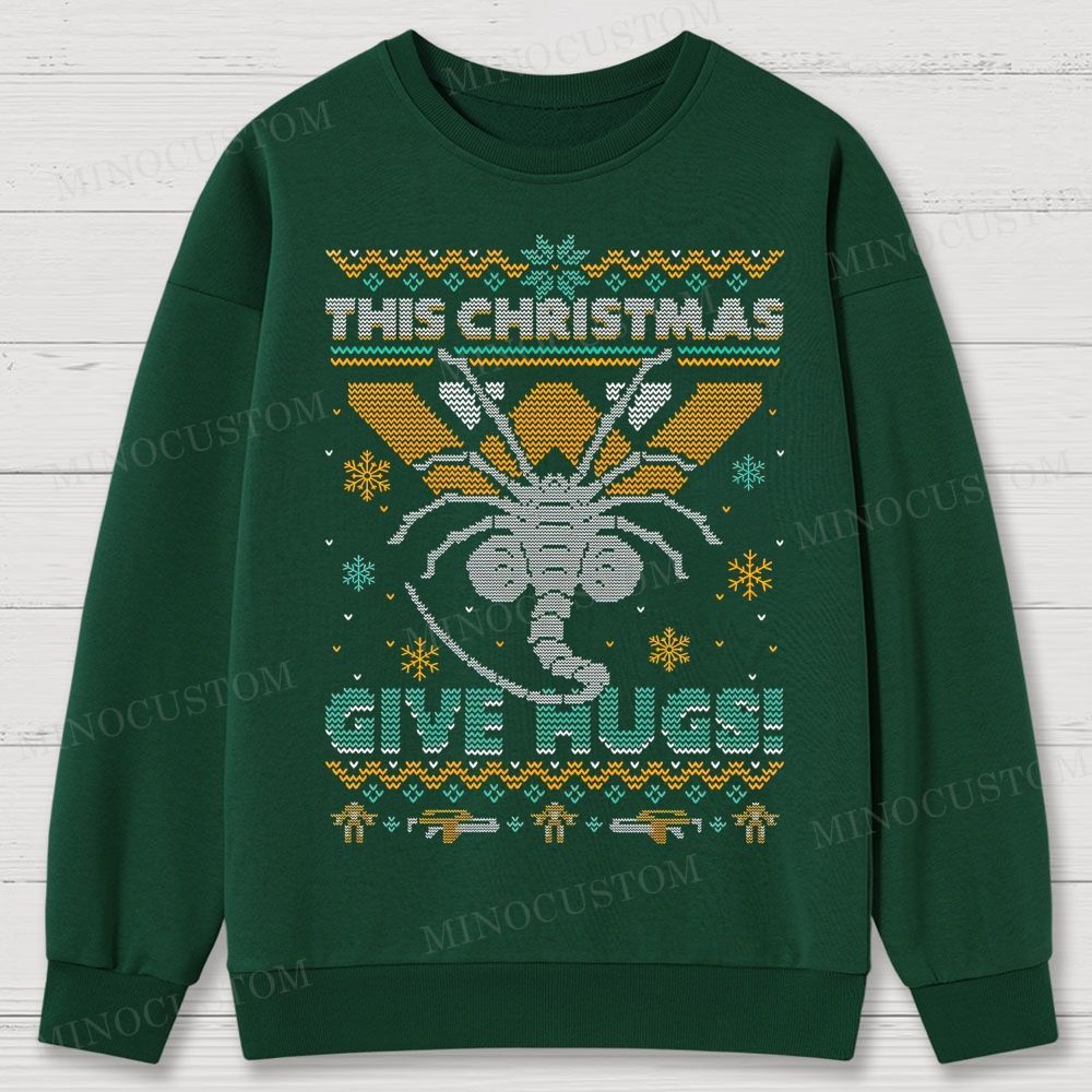 Ugly Christmas Hugs Cotton Sweatshirts 