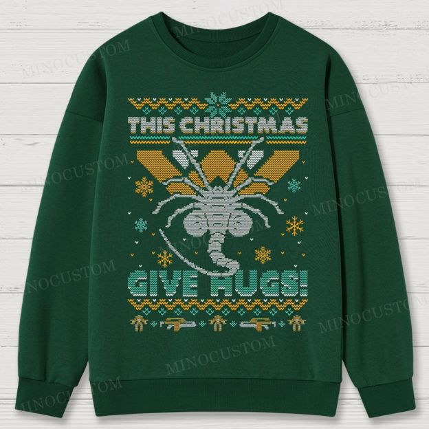 Ugly Christmas Hugs Cotton Sweatshirts 