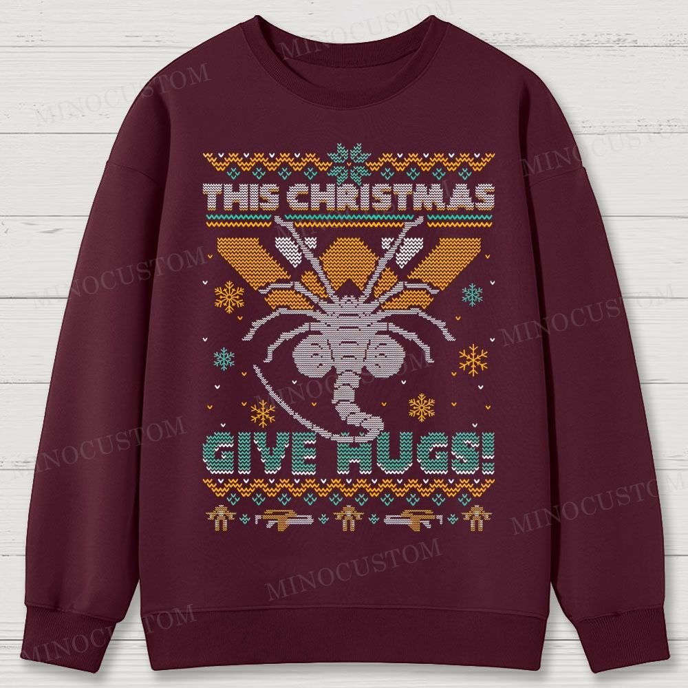 Ugly Christmas Hugs Cotton Sweatshirts 