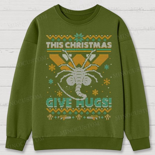 Ugly Christmas Hugs Cotton Sweatshirts 