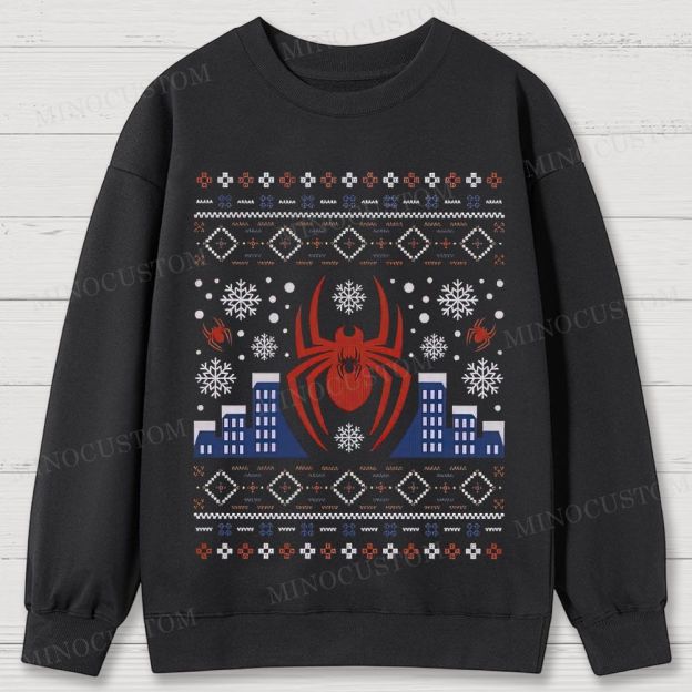 Spider-Man Christmas Ugly Sweater Style Cotton Sweatshirts