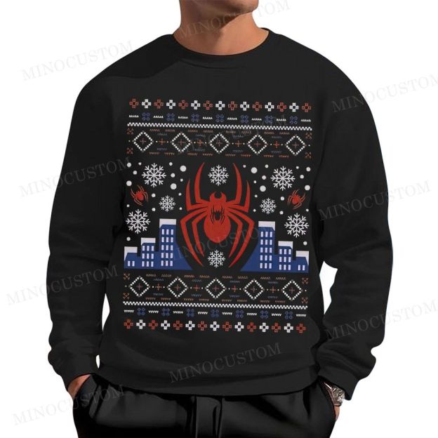 Spider-Man Christmas Ugly Sweater Style Cotton Sweatshirts