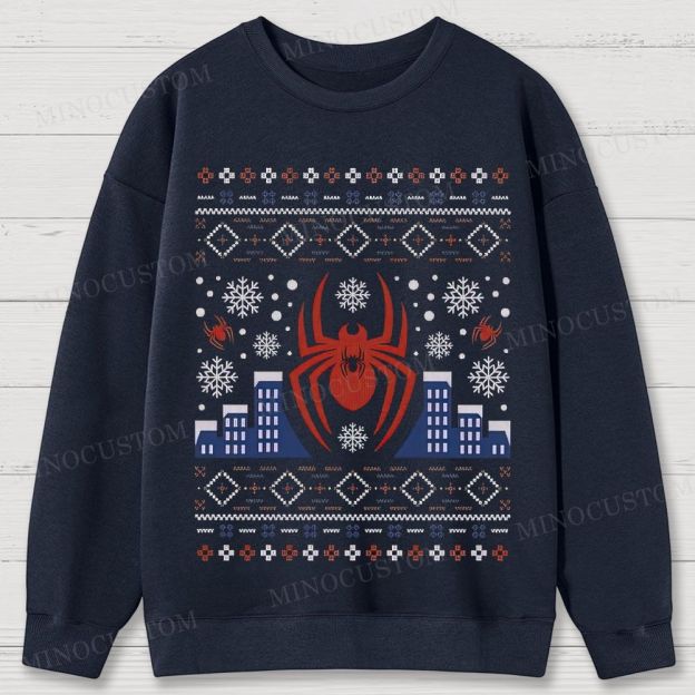 Spider-Man Christmas Ugly Sweater Style Cotton Sweatshirts