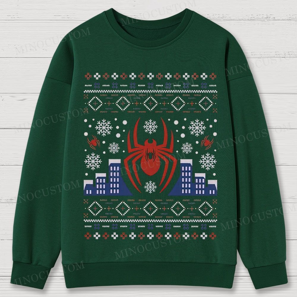 Spider-Man Christmas Ugly Sweater Style Cotton Sweatshirts