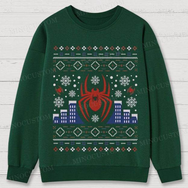 Spider-Man Christmas Ugly Sweater Style Cotton Sweatshirts