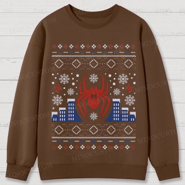 Spider-Man Christmas Ugly Sweater Style Cotton Sweatshirts
